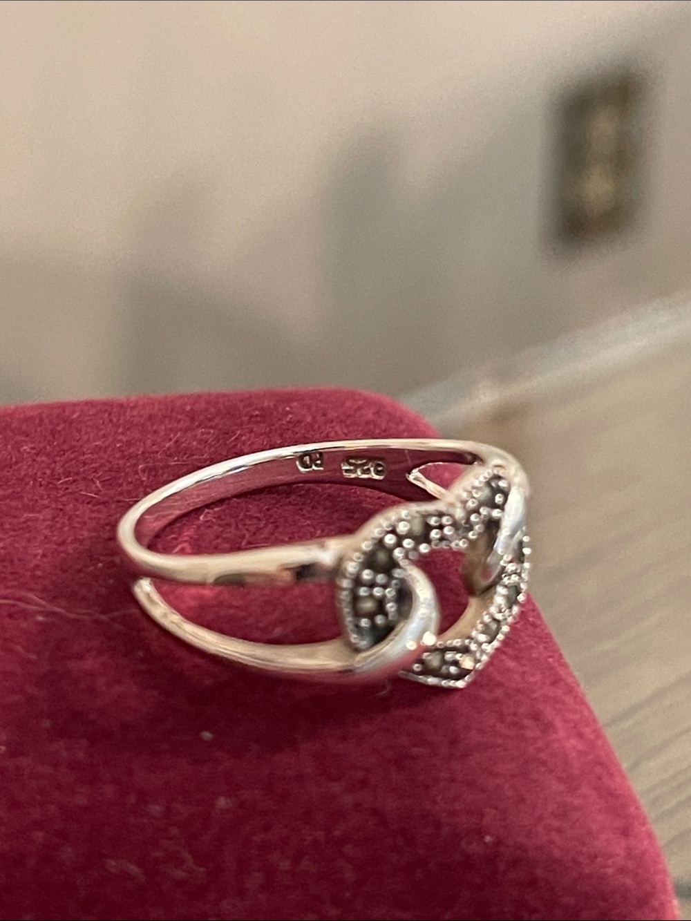 2006 Premier Designs “Forever Yours” Sterling Silver Marcasite Heart Ring Size 8 - Picture 10 of 16